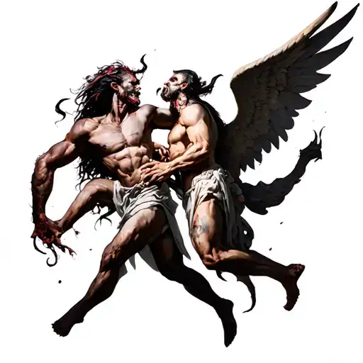 Demons And Angels Fighting tattoo design idea