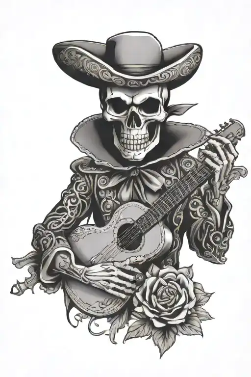 skull mariachi tattoo design idea