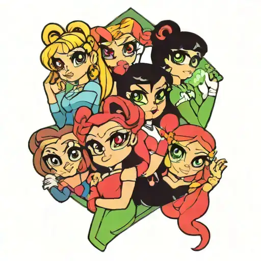 power puff girls as charmed ones  tattoo design idea