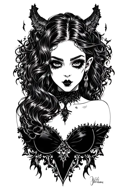 sexy black girl vampire girl tattoo design idea
