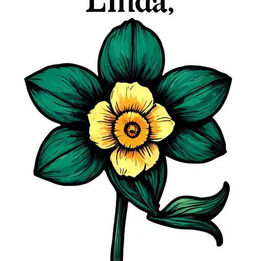 "Linda. " Pi symbol. daffodil flower. Linda. tattoo design idea