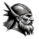 viking warrior head facing foward tattoo design idea