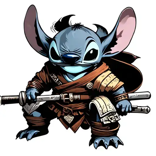 Stitch Starwars Samurai tattoo design idea