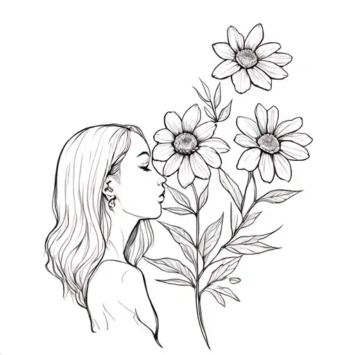 Cosmo flower with sister in the stem tattoo design idea