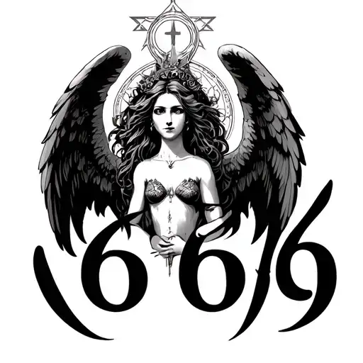 666 angel numbers with leo goddess women with astrology tattoo design idea