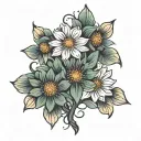 aster flower intertwined tattoo design idea