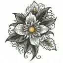 aster flower intertwined tattoo design idea