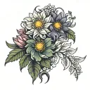 aster flower intertwined tattoo design idea
