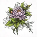 aster flower intertwined tattoo design idea