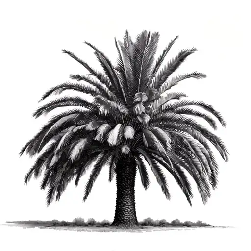 Wild Date Palm (Phoenix reclinata)  Sausage Tree (Kigelia africana) Whistling Thorn Acacia (Vachellia drepanolobium) tattoo design idea