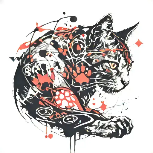 Cat paw tattoo design idea