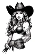 western, rodeo, cowgirl tattoo arm sleeve tattoo design idea