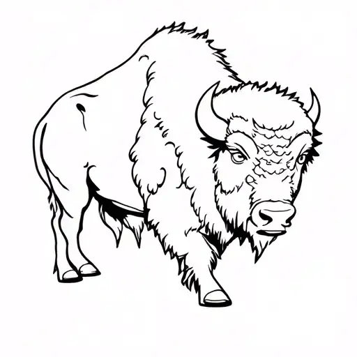 bison facing storm tattoo design idea