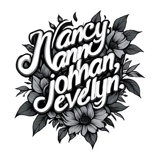 "Nancy , johaan ,evelyn" near ribs tattoo design idea