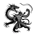 dragon fighting a samurai tattoo design idea