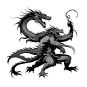 dragon fighting a samurai tattoo design idea