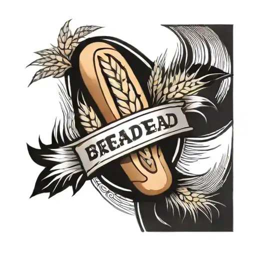 bread with wheat frame and a banner in front  tattoo design idea