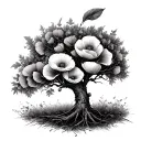 Apple tree with poppies growing tattoo design idea