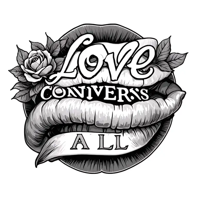 Love conquers all tattoo design idea