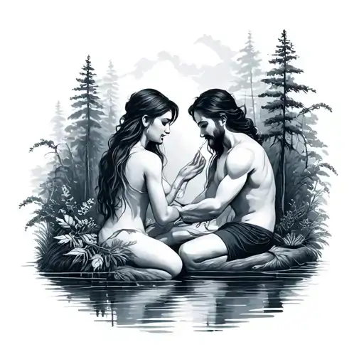 matching nature tattoo for best friends sitting tattoo design idea