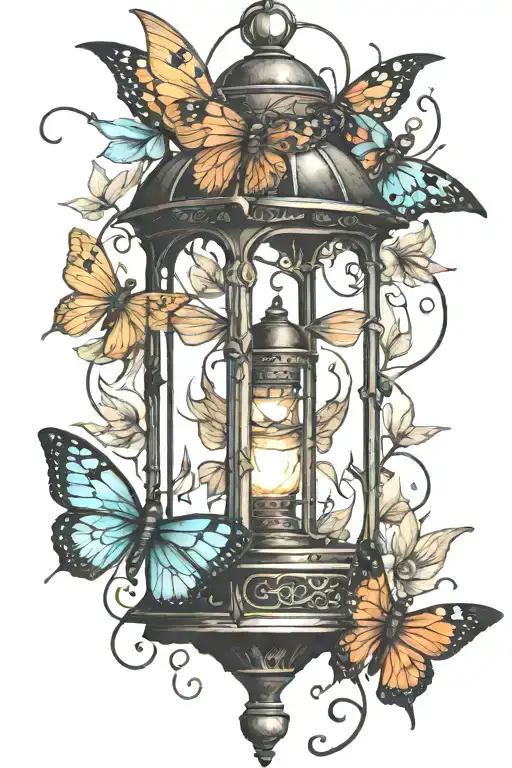 top moth lantern tattoo design idea