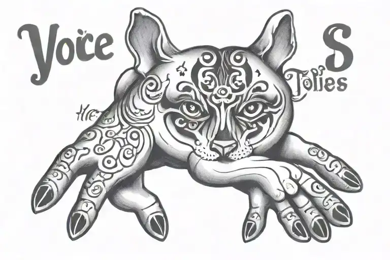 hand in paw with text VOICE FOR THE VOICELESS tattoo design idea