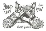 hand in paw with text VOICE FOR THE VOICELESS tattoo design idea