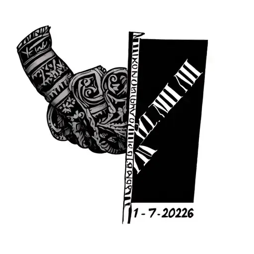 "11-7-2026" Roman Numerals Vertical tattoo on finger tattoo design idea