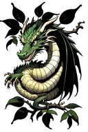 dragon in a lemon tree intertwined tattoo design idea