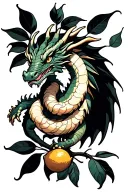 dragon in a lemon tree intertwined tattoo design idea