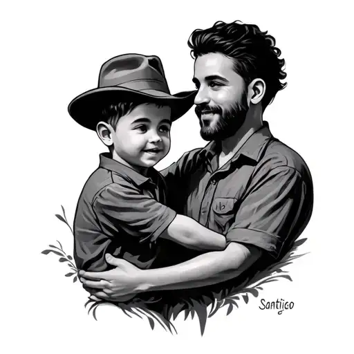 Santiago Dad and son tattoo design idea