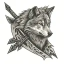 Wolf shot with arrows tattoo design idea