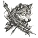 Wolf shot with arrows tattoo design idea