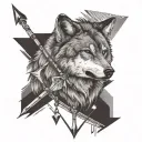Wolf shot with arrows tattoo design idea