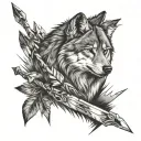 Wolf shot with arrows tattoo design idea