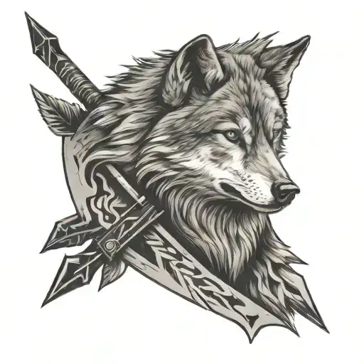 Wolf shot with arrows tattoo design idea