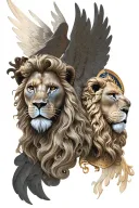 lion head and st michael archangel tattoo design idea