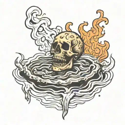 torched corpse floating above water tattoo art tattoo design idea