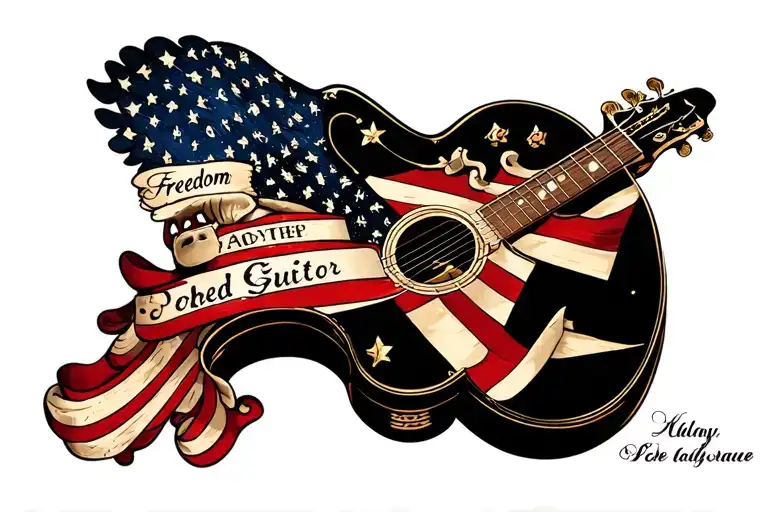 freedom guitar named alice tattoo design idea