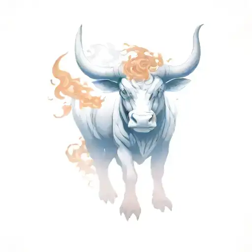 Taurus bull vs dragon breathing fire tattoo design idea