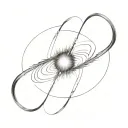 photo realistic representation of a black hole with wavelength shifting and light bending around the event horizon tattoo design idea