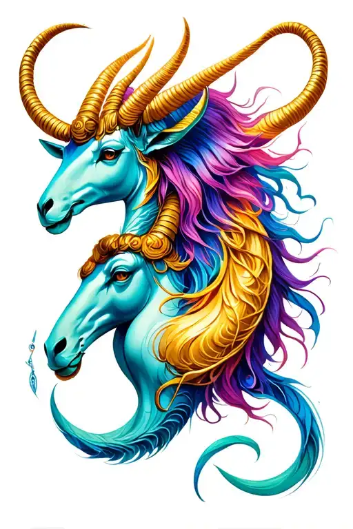 Aquarius zodiac and Capricorn zodiac  tattoo design idea
