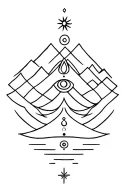 chakra symbols fusion with mountains tattoo design idea