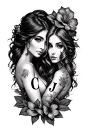 two peas in a pod with initials C and J Scott Campbell female tattoo design idea