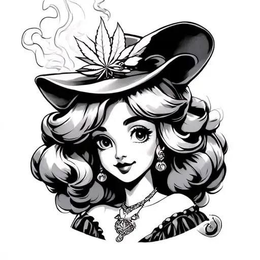 princess peach smoking weed tattoo design idea