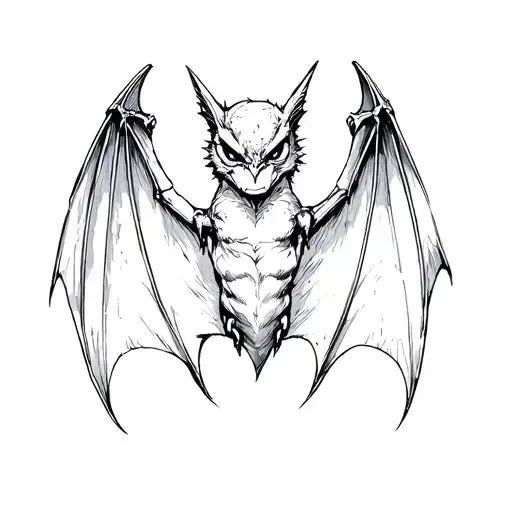 Bat with wings spread wide tattoo design idea