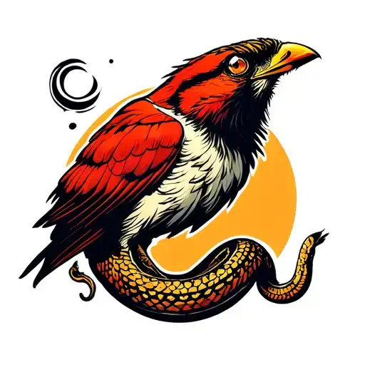 BIRD WITH SNAKE EYES tattoo design idea