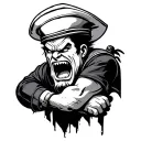 Angry sailor pulling up sleave tattoo design idea