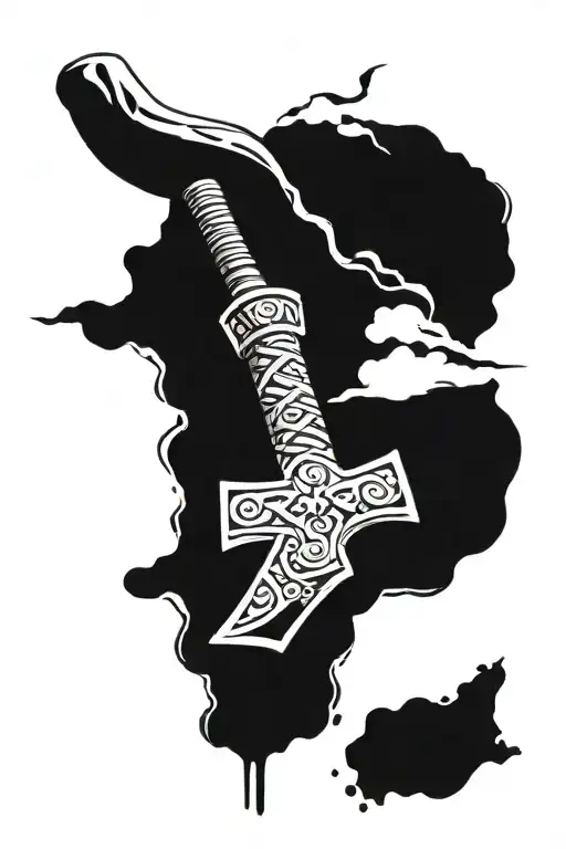 Mjolnir hammer tattoo design idea
