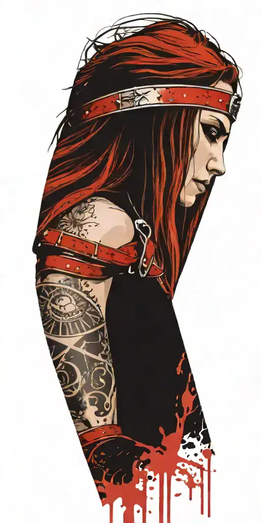 viking women bloody sword cuff tattoo wraps tattoo design idea